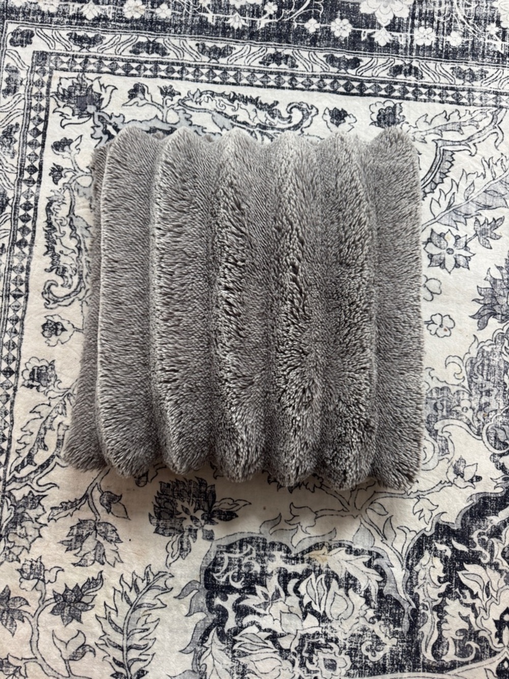 Plush Grey Faux Fur Pillow